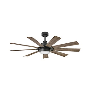 Turbine - 9 Blade Ceiling Fan with Light Kit In Modern and Industrial Style-17.5 Inches Tall and 60 Inches Wide