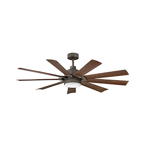 Turbine - 9 Blade Ceiling Fan with Light Kit In Modern and Industrial Style-17.5 Inches Tall and 60 Inches Wide - 1094277