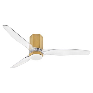 Facet - 3 Blade Flush Mount Ceiling Fan with Light Kit-12 Inches Tall and 52 Inches Wide - 1296094