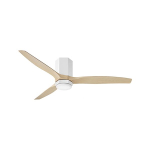 Facet - 3 Blade Flush Mount Ceiling Fan with Light Kit-12 Inches Tall and 52 Inches Wide