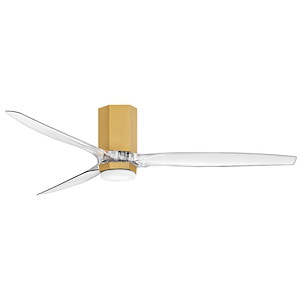 Facet - 3 Blade Flush Mount Ceiling Fan with Light Kit-12 Inches Tall and 60 Inches Wide