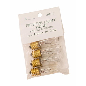 Accessory - 15W T4 Candelabra Base Replacement Bulb (Pack of 4)-1.5 Inches Tall and 0.5 Inches Wide