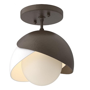 Brooklyn - 1 Light Double Shade Semi-Flush Mount In Contemporary Style-7.3 Inches Tall and 6 Inches Wide