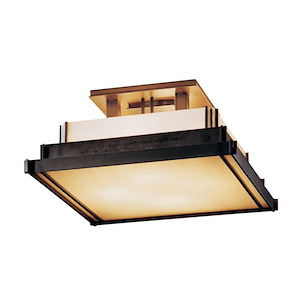 Steppe - 4 Light Small Semi-Flush Mount In Mission Style-7.6 Inches Tall and 17.1 Inches Wide