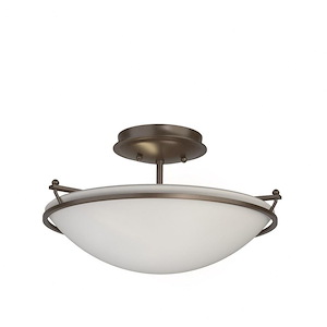 Simple Lines - 2 Light Small Semi-Flush Mount In Traditional Style-7.1 Inches Tall and 14.5 Inches Wide - 1045460