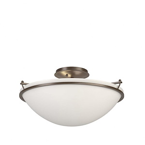 Simple Lines - 3 Light Large Semi-Flush Mount In Traditional Style-8.4 Inches Tall and 17.2 Inches Wide