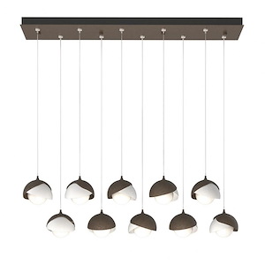 Brooklyn - 40W 10 LED Double Shade Rectangular Pendant In Contemporary Style-7.4 Inches Tall and 44.5 Inches Wide - 1262956