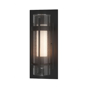 Banded Seeded Glass - 1 Light Small Outdoor Wall Sconce