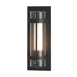 Banded Seeded Glass - 1 Light Large Outdoor Wall Sconce