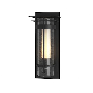 Banded Seeded Glass - 1 Light Small Outdoor Wall Sconce with Top Plate - 1045980