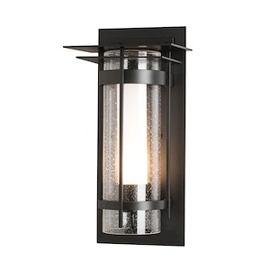 Banded Seeded Glass with Top Plate - 1 Light Outdoor Wall Sconce