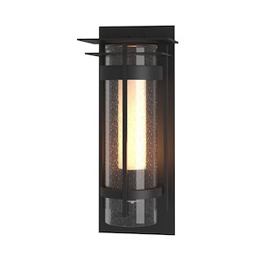 Banded Seeded Glass with Top Plate - 1 Light Large Outdoor Wall Sconce