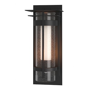 Banded Seeded Glass - 1 Light XL Outdoor Wall Sconce with Top Plate - 1045983
