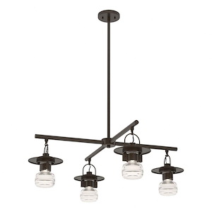 Mason - 4 Light Outdoor Pendant In Contemporary Style-11.3 Inches Tall and 33.9 Inches Wide