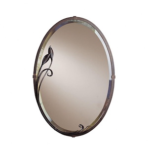 Beveled Oval Mirror with Leaf-31.7 Inches Tall and 22.3 Inches Wide