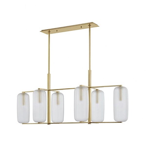Pebble - Six Light Linear Pendant in Contemporary Style - 19.63 Inches Wide by 22 Inches High - 921609