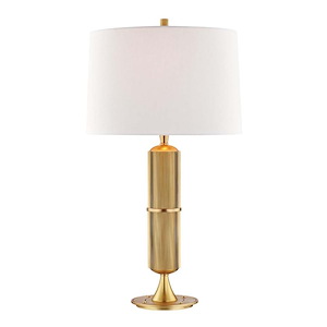 Tompkins 1 Light Table Lamp Metal-Linen Base with White Linen Shade