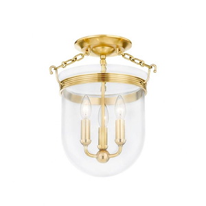 Rousham - 3 Light Semi-Flush Mount-14.5 Inches Tall and 12.75 Inches Wide