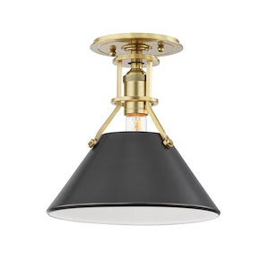 Metal No.2 - 1 Light Semi-Flush Mount-11 Inches Tall and 9.5 Inches Wide