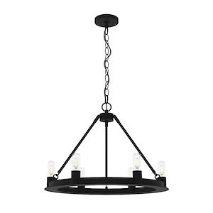 Saddlewood 6-Light Chandelier in Industrial Style-24 Inches Wide by 18 Inches High