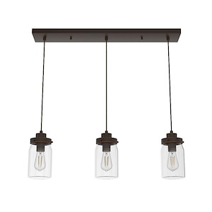 Devon Park 3-Light Cluster Linear Pendant in Casual Style-4.75 Inches Wide by 9 Inches High