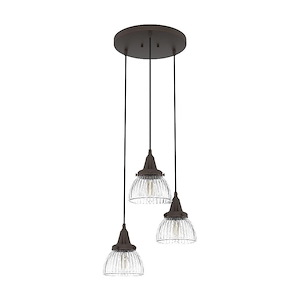 Cypress Grove 3-Light Round Cluster Pendant In Transitional Style-8.5 Inches Tall and 7 Inches Wide - 1087822
