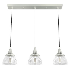 Cypress Grove 3-Light Linear Cluster Pendant In Transitional Style-8.5 Inches Tall and 7 Inches Wide