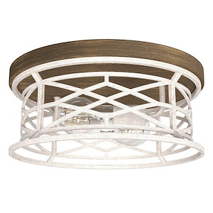 Langwood 2-Light Round Flush Mount Ceiling Light Fixture in Rustic Style