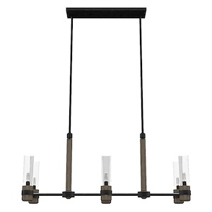River Mill - 6 Light Linear Chandelier In Rustic Style-15.75 Inches Tall and 11.5 Inches Wide