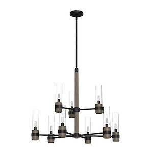 River Mill - 9 Light 2-Tier Chandelier In Rustic Style-25.25 Inches Tall and 30 Inches Wide