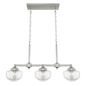 Saddle Creek - 3 Light Linear Chandelier In Transitional Style-18.5 Inches Tall and 33 Inches Wide