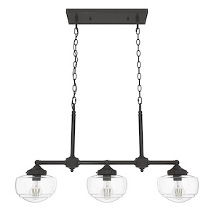 Saddle Creek - 3 Light Linear Chandelier In Transitional Style-18.5 Inches Tall and 33 Inches Wide