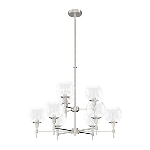 Xidane - 9 Light 2-Tier Chandelier In Mid Century Style-25 Inches Tall and 32 Inches Wide