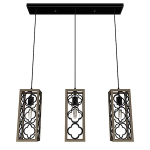 Gablecrest - 3 Light Linear Cluster Pendant In Transitional Style-14 Inches Tall and 28.25 Inches Wide