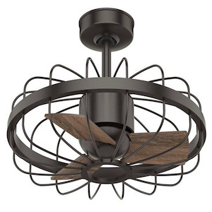 Roswell-3 Blade Caged Fan with Wall Control in Caged Style-16 Inches Wide by 15.7 Inches High