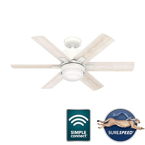 Radeon-6 Blade WiFi Ceiling Fan with Light Kit and Wall Control in Modern Style-44 Inches Wide by 15.75 Inches High - 1049420