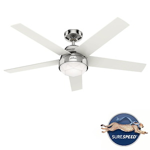 Garland - 52 Inch 5 Blade Ceiling Fan with Light Kit and Wall Control