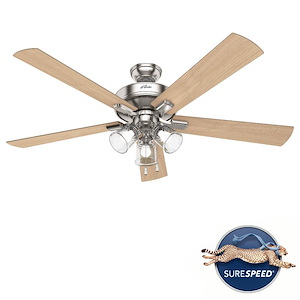 Crestfield-5 Blade Ceiling Fan with Light Kit and Pull Chain in Transitional Style-60 Inches Wide by 18.96 Inches High