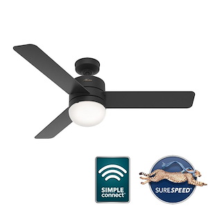 Neutron - 3 Blade Ceiling Fan with Light Kit and Handheld Remote In Casual Style-17.12 Inches Tall and 54 Inches Wide