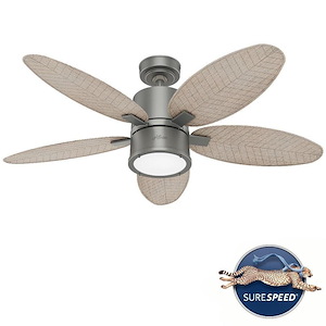 Amaryllis-5 Blade Ceiling Fan with Light Kit and Handheld Remote in Transitional Style-52 Inches Wide by 16.23 Inches High