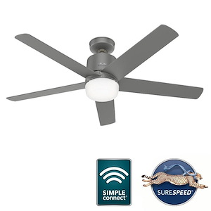 Stylus-5 Blade WiFi Ceiling Fan with Light Kit and Handheld Remote in Modern Style-52 Inches Wide by 16.94 Inches High