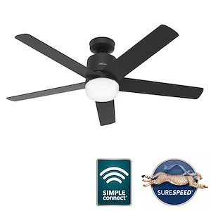 Stylus-5 Blade WiFi Ceiling Fan with Light Kit and Handheld Remote in Modern Style-52 Inches Wide by 16.94 Inches High