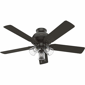 River Ridge - 52 Inch 5 Blade Ceiling Fan with Light Kit and Pull Chain In Transitional Style