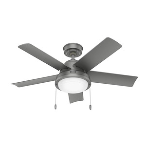 Seawall - 5 Blade Ceiling Fan with Light Kit and Pull Chain In Transitional Style-15.58 Inches Tall and 44 Inches Wide