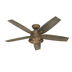 Hampshire - 5 Blade Ceiling Fan with Light Kit and Handheld Remote In Rustic Style-15.93 Inches Tall and 52 Inches Wide