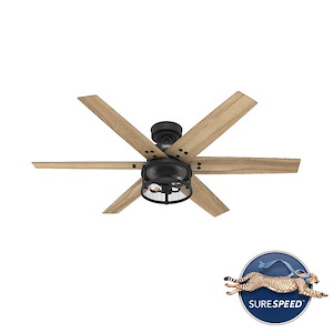 Houston - 6 Blade Ceiling Fan with Light Kit and Handheld Remote In Casual Style-15.43 Inches Tall and 52 Inches Wide