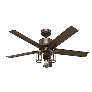 Lawndale - 5 Blade Ceiling Fan with Light Kit and Pull Chain In Casual Style-18.37 Inches Tall and 52 Inches Wide