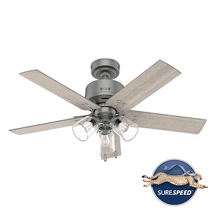 Sencillo - 5 Blade Ceiling Fan with Light Kit and Pull Chain In Casual Style-17.6 Inches Tall and 44 Inches Wide