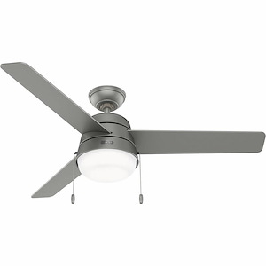 Aker - 3 Blade Ceiling Fan with Light Kit and Pull Chain In Modern Style-14.86 Inches Tall and 52 Inches Wide - 1118602