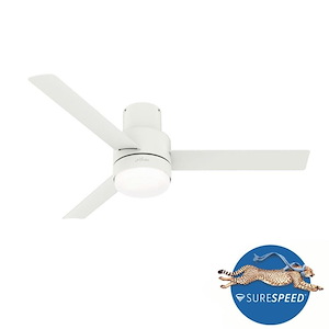 Gilmour 52-Inch Low Profile Damp Rated Ceiling Fan With Led Light Kit And Handheld Remote